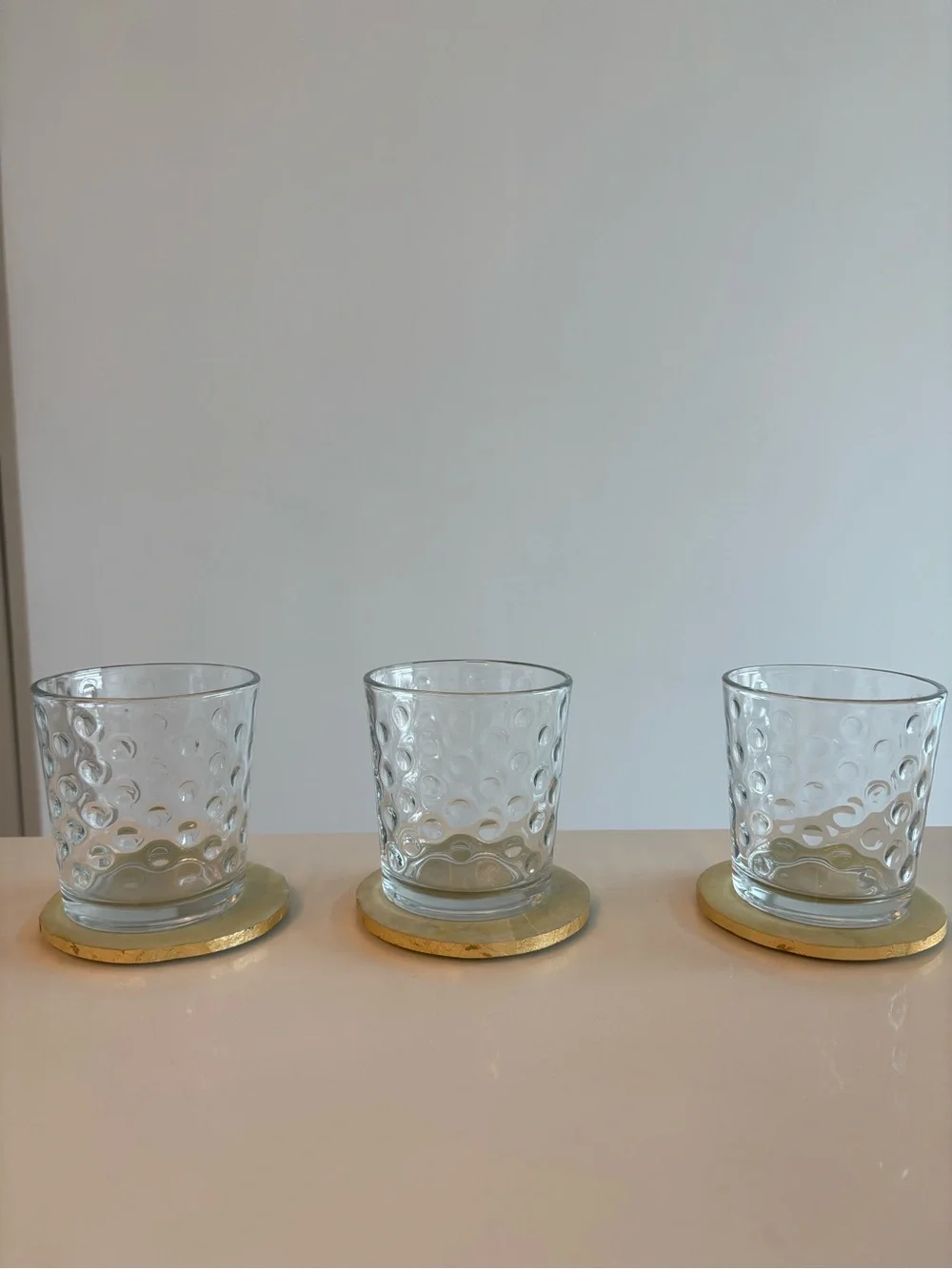 Round Green Stone Coasters - Set of 3